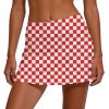 Fodyle Women's high Waist Pleated Tennis Skirt Lined Short with Pockets Red and White Checkerboard Pickleball Golf Running Skirt XX-Large view 2