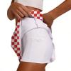 Fodyle Women's high Waist Pleated Tennis Skirt Lined Short with Pockets Red and White Checkerboard Pickleball Golf Running Skirt XX-Large view 4