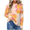 Akklian Floral Print Sweater for Women Trendy 2024 Fall Long Sleeve Crewneck Pullover Soft Knit Casual Loose Cute Y2k Tops view 1