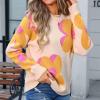 Akklian Floral Print Sweater for Women Trendy 2024 Fall Long Sleeve Crewneck Pullover Soft Knit Casual Loose Cute Y2k Tops view 3
