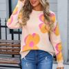 Akklian Floral Print Sweater for Women Trendy 2024 Fall Long Sleeve Crewneck Pullover Soft Knit Casual Loose Cute Y2k Tops view 4