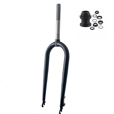 CDHPOWER 26X4 Fat Tire Bike Fork with Headset, Disc Brake Steerer 215mm, Steel Rigid Bike Fork 1" Threaded Bicycle Front Fork (Fork with Headset)
