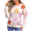 Akklian Floral Print Sweater for Women Trendy 2024 Fall Long Sleeve Crewneck Pullover Soft Knit Casual Loose Cute Y2k Tops