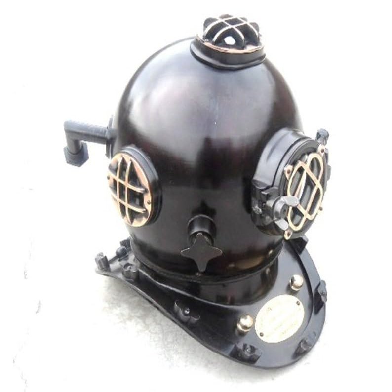 Black US Navy Diving Helmet - US Navy Mark V Diving Helmet - Deep Sea Scuba Divers Helmet - Nautical Scuba Diving Helmet