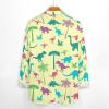 micidad Hawaiian Shirts for Men Long Sleeve Casual Button Down Shirts Dinosaur Print Tropical Beach Dress Shirts 2XL view 3