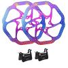 BUCKLOS 160mm Multicolour MTB Disc Brake Rotor with 6 Bolts and 2 Pair Resin Bike Disc Brake Pads Compatible with Shimano Deore XT XTR LX SLX Hone Alfine Saint Disc Brake view 1