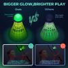 HIRALIY LED Badminton Birdies 6 PCS, 360 Glow in The Dark Nylon Badminton Shuttlecocks, 2 Color Light Up Birdie Ball Set with Stable Glowing, Indoor Outdoor Backyard Practice & Family Gamess (6) view 2