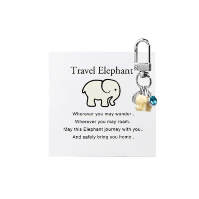 ChungLong0593 Travel Elephant Keychain, Cute Elephant Keyring with Wish Card Creative Name Initials 26 Letters-G