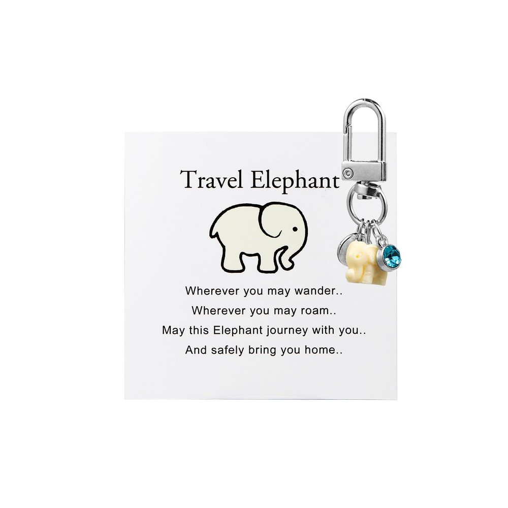 ChungLong0593 Travel Elephant Keychain, Cute Elephant Keyring with Wish Card Creative Name Initials 26 Letters-G