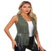 easyforever Womens Faux Suede Tassel Vest Rivets Fringe Waistcoat Jacket with Wide Brim Cowgirl Hat Army Green Large view 4