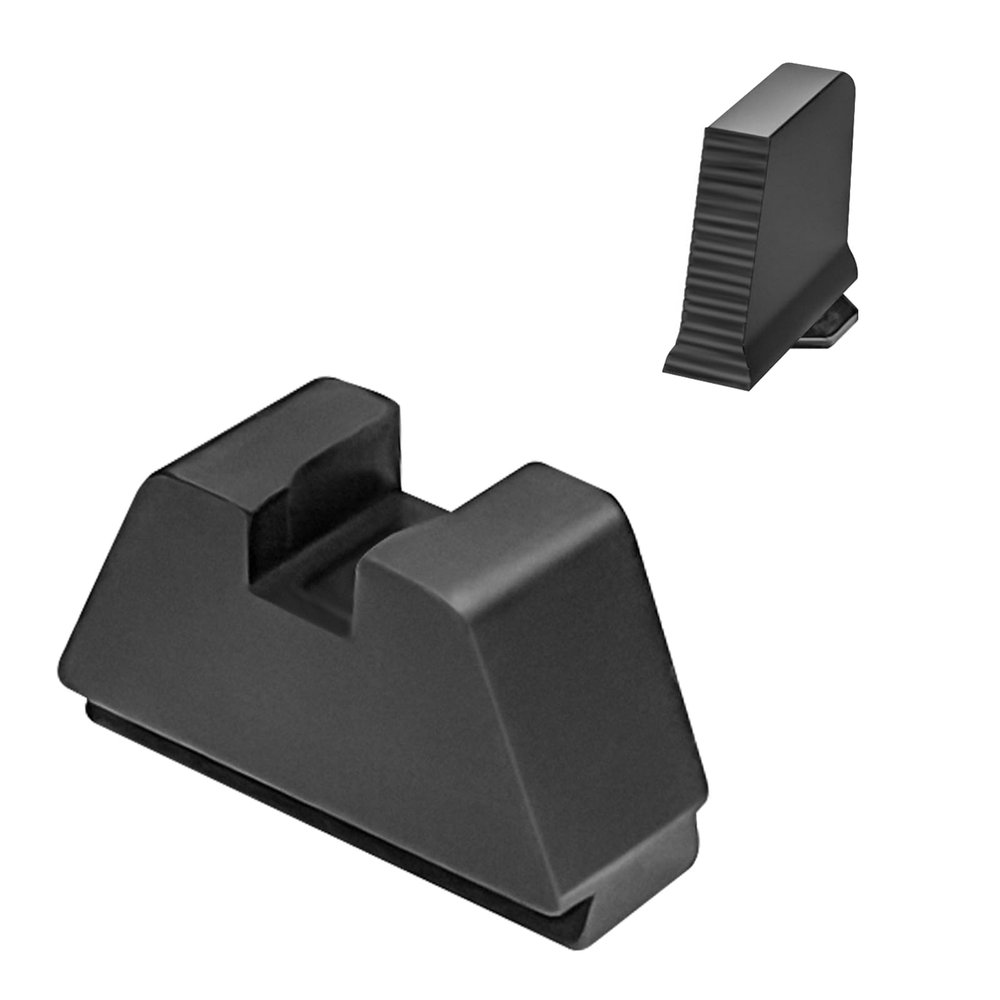BRASS HUNTER Suppressor Height Sight Set for Glock - Optical Compatible, High Black .315" Serrated Front, Flat Black .394" Rear Assembly | Fits Glock All Models