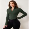 AVGO Womens Workout Jackets Full Zip Long Sleeve Cropped Running Athletic Jackets Slim Fit Yoga Tops Gym Clothes(Moss Green, S) view 2