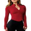 AVGO Workout Jackets for Women Full Zip Lightweight Athletic Slim Fit Tops Running Sports Track Jacket with Pockets(Red,XL) view 1