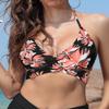 SHEKINI Women's Pink Flower Large Push Up Criss Cross Swimsuits Top Only view 2