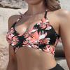 SHEKINI Women's Pink Flower Large Push Up Criss Cross Swimsuits Top Only view 3