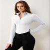 AVGO White Workout Jackets for Women Lighweight Zip Up Athletic Running Track Jacket Gym Clothes with Thumb Holes(White, L) view 2