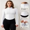 AVGO White Workout Jackets for Women Lighweight Zip Up Athletic Running Track Jacket Gym Clothes with Thumb Holes(White, L) view 4