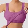 Basic Solid Square Neck Tank Top - Ribbed Vest Top with Removable Chest Pad,Cotton Undershirts Athletic Camisole Tops Purple view 2