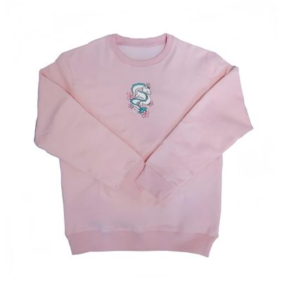 Embroidered Dragon Sweatshirt,Spirited Dragon Hoodie,Anime Inspired,Anime Design Sweashirt,Unisex Pink