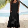 Summer Dresses for Women 2024 Linen Sleeveless Dress Baggy Flowy Maxi Dresses Plus Size Loose Sundress with Pockets view 3