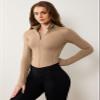 AVGO Jackets for Women Zip Up Long Sleeve Workout Tops Tight Athletic Jacket Women with Thumb Holes(Cream Coffee, XL) view 2