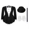 XUNZOO Womens Magician Leotard Adult Tuxedo Outfit Long Sleeve Magician Carnival Party Dancewear Black X-Large view 2