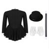 XUNZOO Womens Magician Leotard Adult Tuxedo Outfit Long Sleeve Magician Carnival Party Dancewear Black X-Large view 3