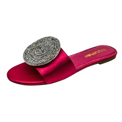 Women's Summer Flat African Sandals Outwearing Rhinestone Sandals And Slippers Women Summer Sandals (Hot Pink, 8)