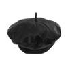 Womens Classic Pu Leather French Black Art Basque Beret Tam Beanie Hat Cap Fashion Hat All-Match Painter view 2