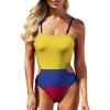 Adugen Origei Women's Bikini Colombia Flag Vacation One-Piece Beach Swimsuit Bathing Suit L