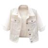 HJYUZP Women's 3/4 Sleeve Colored Cropped Denim Jacket Light Wash Jacket Women Turtleneck Hoodie Jackets (White-b, XL) view 1