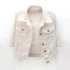 HJYUZP Women's 3/4 Sleeve Colored Cropped Denim Jacket Light Wash Jacket Women Turtleneck Hoodie Jackets (White-b, XL) view 4