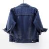 HJYUZP Women's 3/4 Sleeve Colored Cropped Denim Jacket Light Wash Jacket Women Turtleneck Hoodie Jackets (BU1-a, XXXXXL) view 2