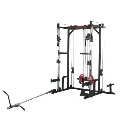 Squat Rack Multi-Functional Power Cage with LAT Pulldown Pulley System, 1400 lb Capacity Power Rack for Home and Garage Gyms (Orange+Black)