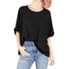 QOAAIE Womens Oversized Short Sleeve T-Shirt Summer Casual Crew Neck Tunic Tops Solid Color Loose Basic Tee Shirt (Black,Medium) view 1