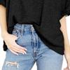QOAAIE Womens Oversized Short Sleeve T-Shirt Summer Casual Crew Neck Tunic Tops Solid Color Loose Basic Tee Shirt (Black,Medium) view 4