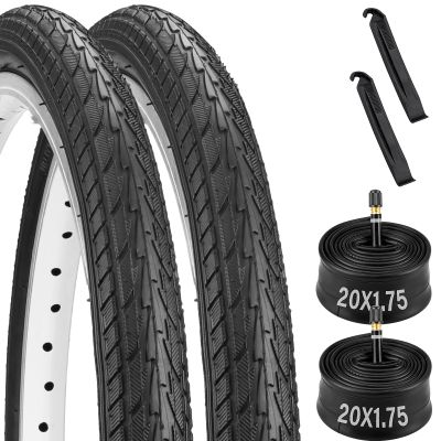 2 Pack 20x1.75 Bike tire, 20 x 1.75 Bicycle Tires and Tubes, 20" Road Bike Tires with Schrader Valve, 20x1.75 Mountain Bike Tire Replacement with 2 Tire Levers for 20 x 1.50/1.75/1.90/1.95"
