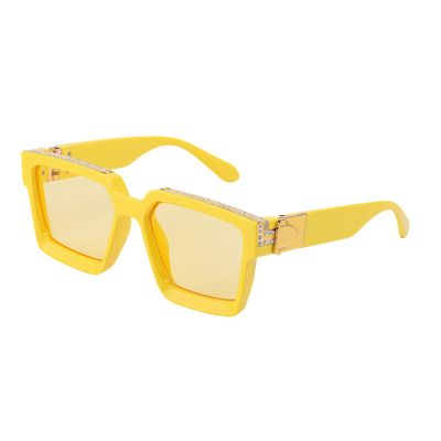 Anybird Fashion Rhinestone Square Sunglasses for Men Women,Goggle Glasses UV400 Luxurious Bling Aviator Glasses,G,L