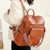 JSGHGDF Practical PU Leather Backpack Vintage Rucksacks School Bag Shoulder Handbag view 2