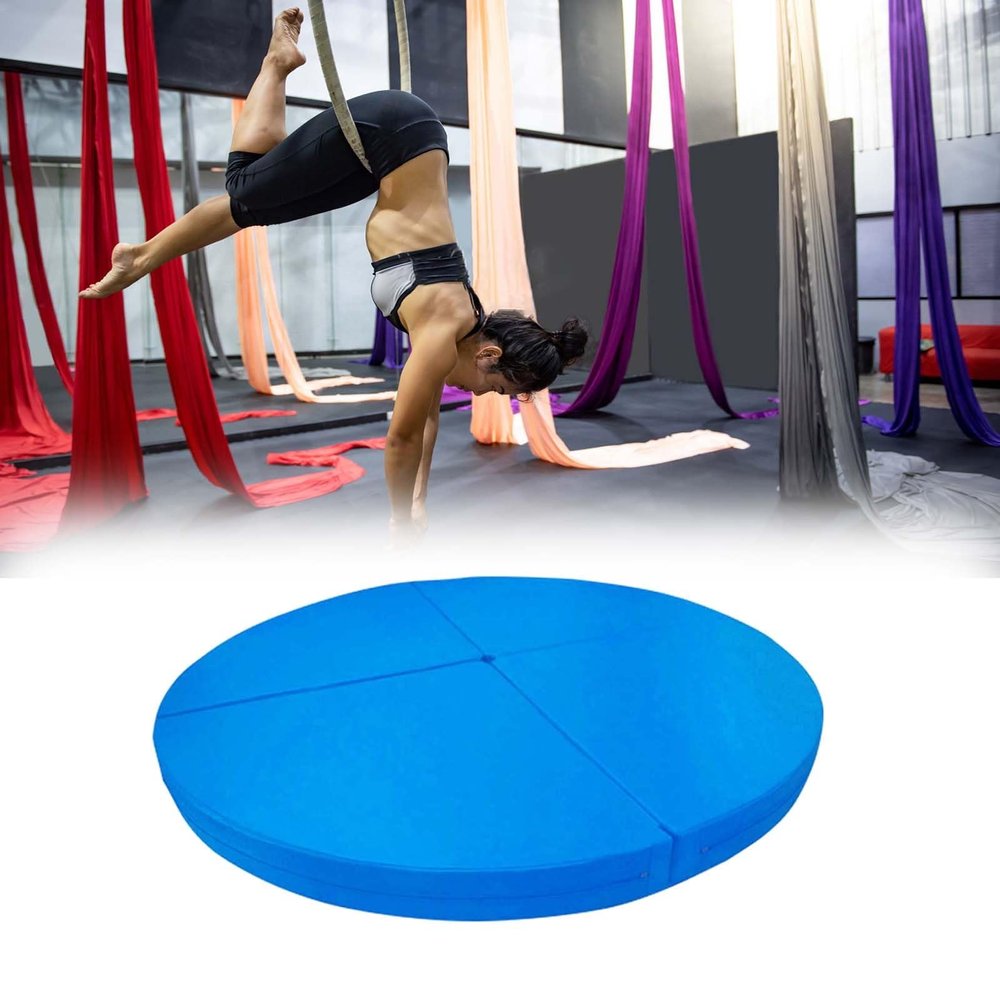 CMYUN Gym Aerial Yoga Pole Crash Mat Thick, 47"/55"/59"/63"/70"/78" Pole Dance Mats for Adult Kids, Waterproof Anti-Slip Exercise Mat/Safety Yoga Mat(Blue,150cmx5cm(59"x2"))