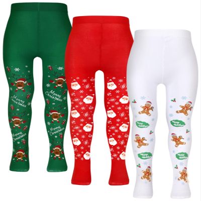 Bencailor 3 Pairs Girls Soft Pantyhose Tights for Dance Little Girls Printed Leggings Seamless Stockings Non Slip(Red Green White,5-10)