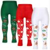 Bencailor 3 Pairs Girls Soft Pantyhose Tights for Dance Little Girls Printed Leggings Seamless Stockings Non Slip(Red Green White,5-10) view 1