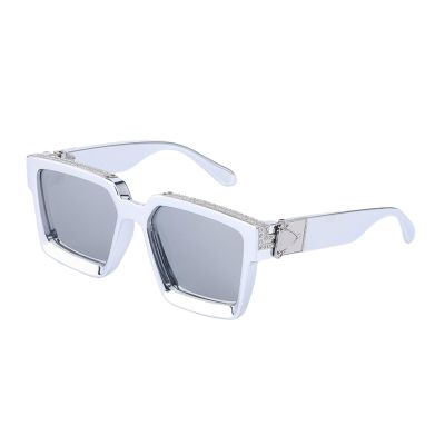 Anybird Fashion Rhinestone Square Sunglasses for Men Women,Goggle Glasses UV400 Luxurious Bling Aviator Glasses,J,L