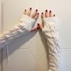 DUNKOING Cute Knitted Arm Warmer Kawaii Y2K Long Arm Sleeve Japanese Harajuku Goth Fingerless Sleeve for Women Girls (White-Tie) view 2