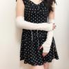 DUNKOING Cute Knitted Arm Warmer Kawaii Y2K Long Arm Sleeve Japanese Harajuku Goth Fingerless Sleeve for Women Girls (White-Tie) view 3