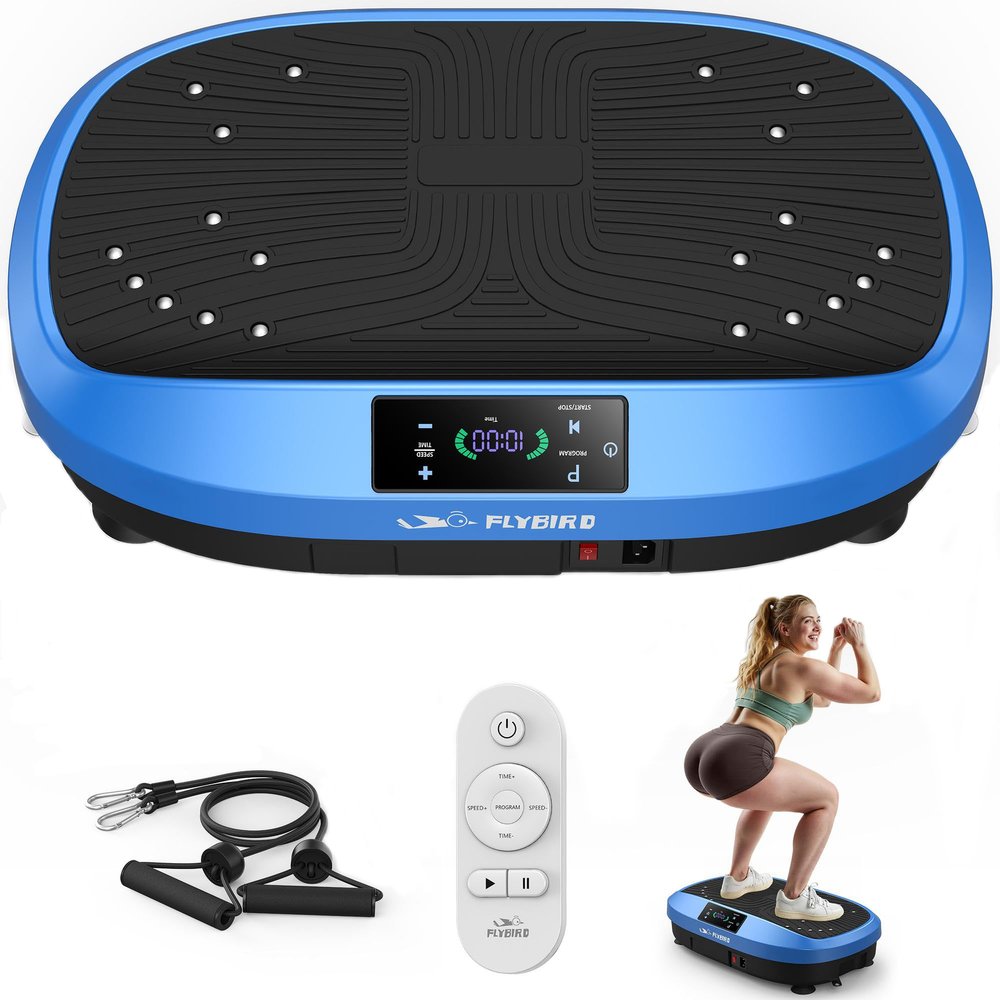FLYBIRD Vibration Plate Exercise Machine, Adjustable Speed High Intensity Vibration for Muscle Toning Weight Loss Lymphatic Drainage, Full Body Workout Vibration Plate (Blue)