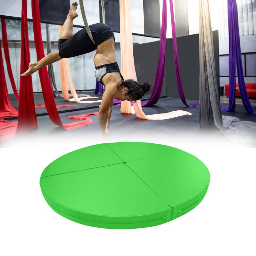 CMYUN Gym Aerial Yoga Pole Crash Mat Thick, 47"/55"/59"/63"/70"/78" Pole Dance Mats for Adult Kids, Waterproof Anti-Slip Exercise Mat/Safety Yoga Mat(Green,160cmx5cm(63"x2"))