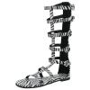 SACFOF Womens Flat Knee High Gladiator Sandals Open Toe Buckle Adjustable Strappy Zip Up Roman Sandals view 1