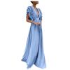 Prom Dresses For Women Wrap V Neck Long Bridesmaid Dresses Backless Formal Evening Gowns A Line Maxi Dresses Ruffle Sleeve Party Cocktail Dress Plus Size Halloween Costumes Light Blue Dresses view 1