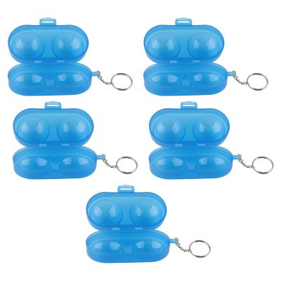 DriKou Pong Ball Storage Case, Table Tennis Ball Container Box with Key Chain Hardness Plastic, Table Tennis Accessories for 2 Table Tennis Balls (Blue (Send Chain))